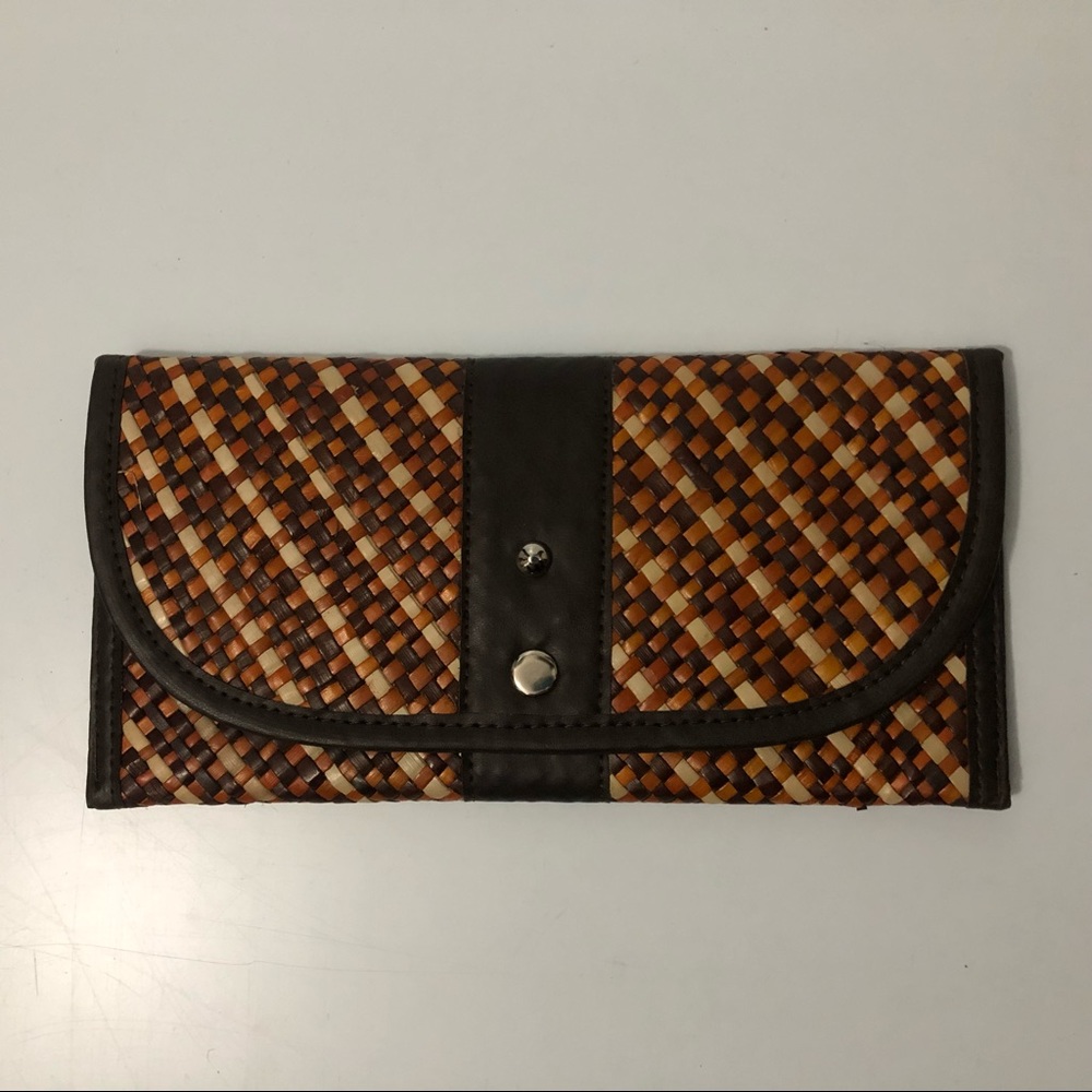Handcrafted woven clutch basketweave multicolour